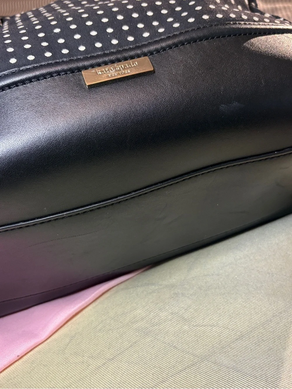 kate spade Black and White Polka Dot Dome Satchel. Strap,Dust-bag, Shopping Bag - Picture 3 of 13